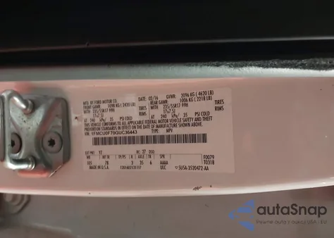 2016 Ford Escape S from USA, damaged, VIN 1FMCU0F70GUC36443